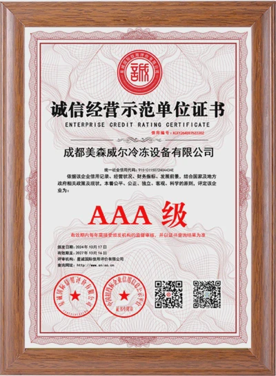诚信经营示范单位证书
